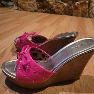 Qupid wedges. Barbie pink shoes!